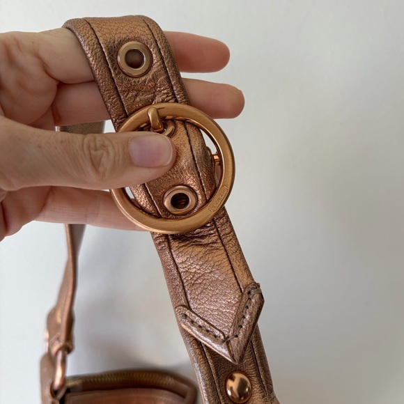COACH Ali Leather Hobo Rose Gold Metallic Shoulder Bag - Picture 7 of 11